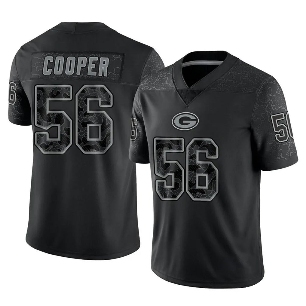 Kooe GB.Packers #56 Edgerrin Cooper Player Black Reflective Limited Home Game Stitched Jerseys