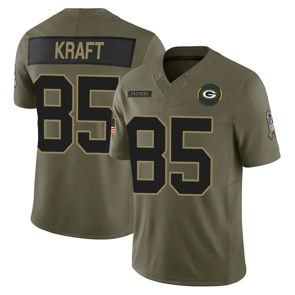 Kooe GB.Packers #85 Tucker Kraft Player Olive 2025 Salute To Service Limited Home Game Stitched Jerseys