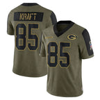 Kooe GB.Packers #85 Tucker Kraft Player Olive Salute To Service Limited Game Stitched Jerseys