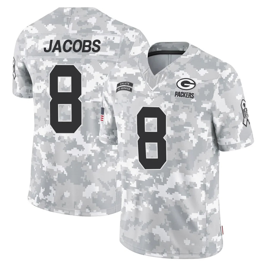 Kooe GB.Packers #8 Josh Jacobs Player Arctic Camo Salute To Service Limited Stitched Jerseys