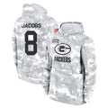 Kooe GB.Packers #8 Josh Jacobs Player Arctic Camo Salute to Service Hoodies Limited Game Stitched Jerseys