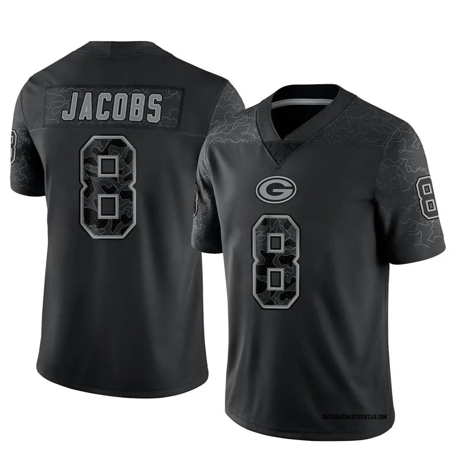 Kooe GB.Packers #8 Josh Jacobs Player Black RFLCTV Limited Stitched Jerseys