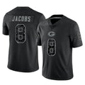 Kooe GB.Packers #8 Josh Jacobs Player Black Reflective Limited Home Game Stitched Jerseys
