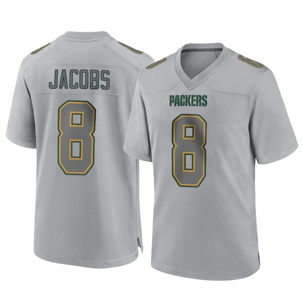 Kooe GB.Packers #8 Josh Jacobs Player Gray Atmosphere Fashion Home Game Stitched Jerseys