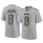 Kooe GB.Packers #8 Josh Jacobs Player Gray Atmosphere Fashion Home Game Stitched Jerseys