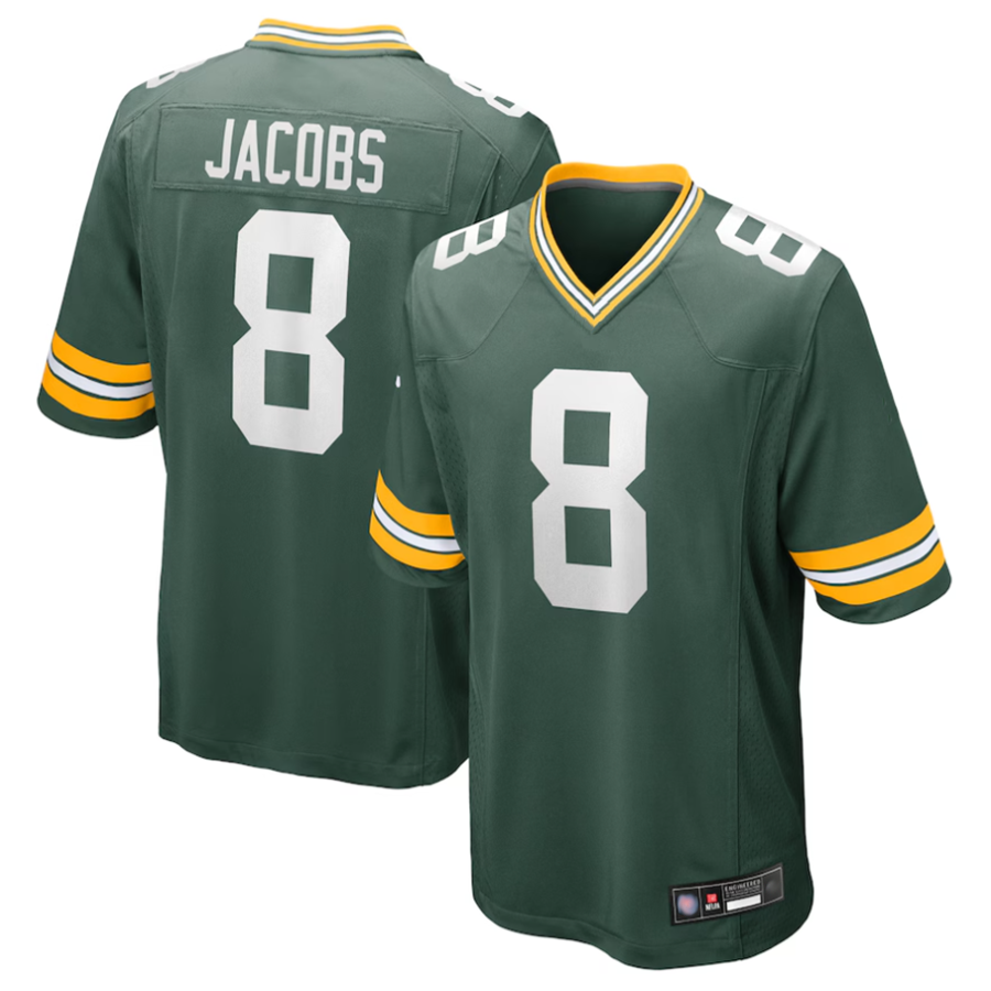 Kooe GB.Packers #8 Josh Jacobs Player Green Replica Game Stitched Jerseys