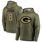 Kooe GB.Packers #8 Josh Jacobs Player Olive Salute to Service Pullover Hoodie Game Stitched Jerseys