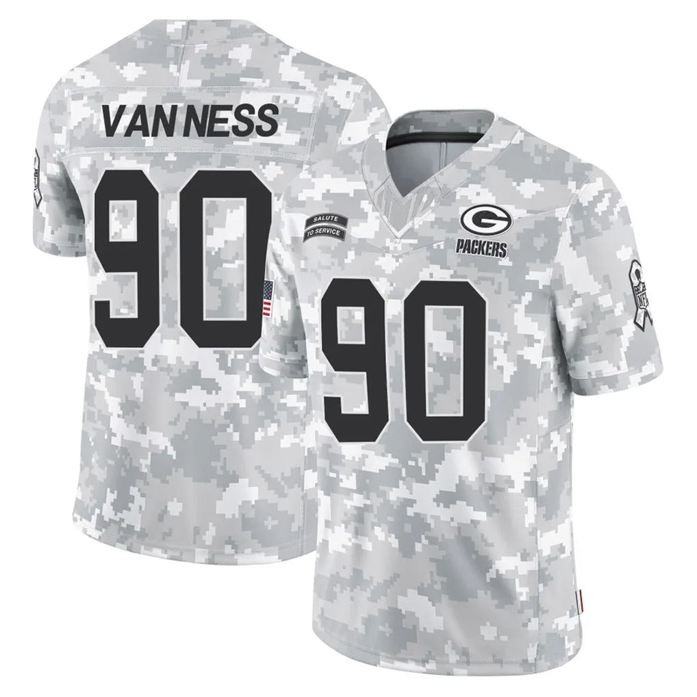 Kooe GB.Packers #90 Lukas Van Ness Player Arctic Camo Salute To Service Limited Stitched Jerseys