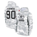 Kooe GB.Packers #90 Lukas Van Ness Player Arctic Camo Salute to Service Hoodies Limited Game Stitched Jerseys
