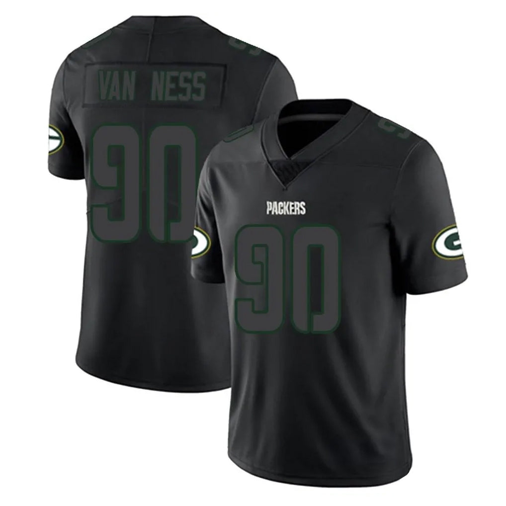 Kooe GB.Packers #90 Lukas Van Ness Player Black Impact Limited Home Game Stitched Jerseys