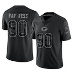 Kooe GB.Packers #90 Lukas Van Ness Player Black Reflective Limited Home Game Stitched Jerseys