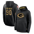 Kooe GB.Packers #90 Lukas Van Ness Player Black Salute to Service Hoodies Limited Game Stitched Jerseys