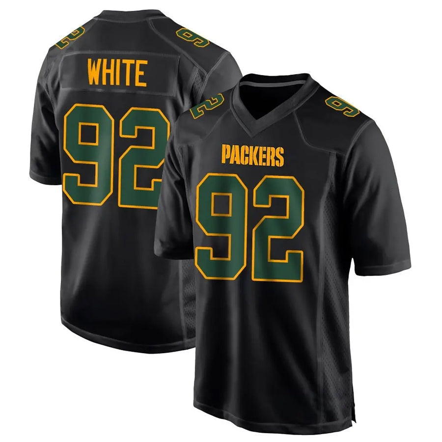 Kooe GB.Packers #92 Reggie White Player Black Fashion Game Stitched Jerseys