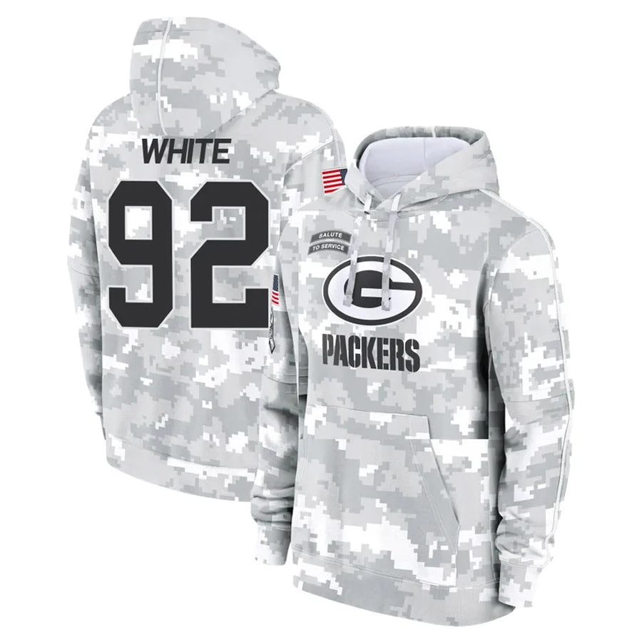 Kooe GB.Packers #92 Reggie White Player Camo Salute To Service Hoodies Game Stitched Jerseys