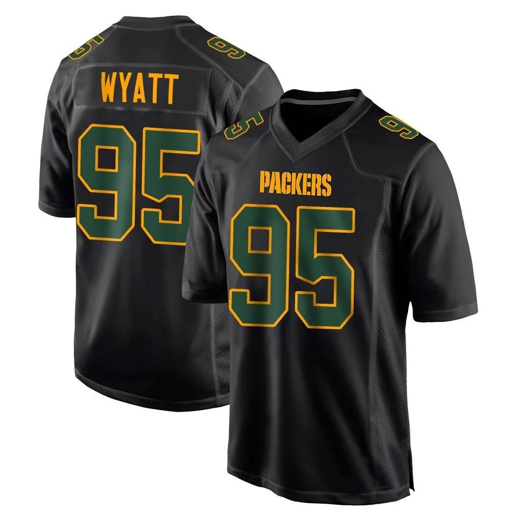 Kooe GB.Packers #95 Devonte Wyatt Player Black Fashion Home Game Stitched Jerseys