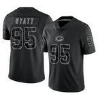Kooe GB.Packers #95 Devonte Wyatt Player Black Reflective Limited Home Game Stitched Jerseys