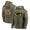 Kooe GB.Packers #95 Devonte Wyatt Player Olive Salute to Service Pullover Hoodies Home Game Stitched Jerseys