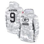 Kooe GB.Packers #9 Christian Watson Player Arctic Camo Salute to Service Hoodies Limited Game Stitched Jerseys