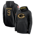 Kooe GB.Packers #9 Christian Watson Player Black Salute to Service Hoodies Limited Game Stitched Jerseys