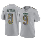 Kooe GB.Packers #9 Christian Watson Player Gray Atmosphere Fashion Home Game Stitched Jerseys