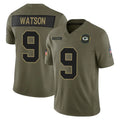 Kooe GB.Packers #9 Christian Watson Player Olive 2025 Salute To Service Limited Home Game Stitched Jerseys