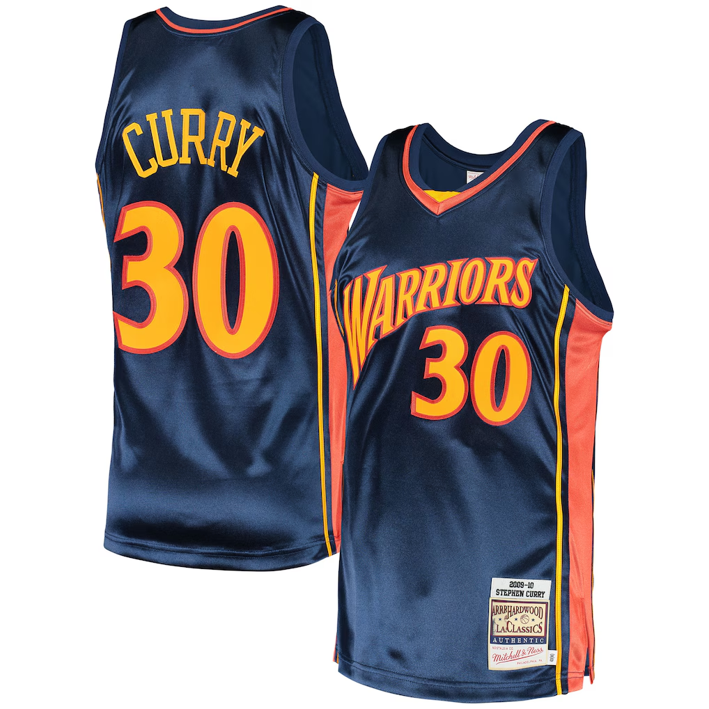 Kooe G.State Warriors #30 Stephen Curry Mitchell & Ness Navy 2009-10 Hardwood Classics Authentic Jerseys
