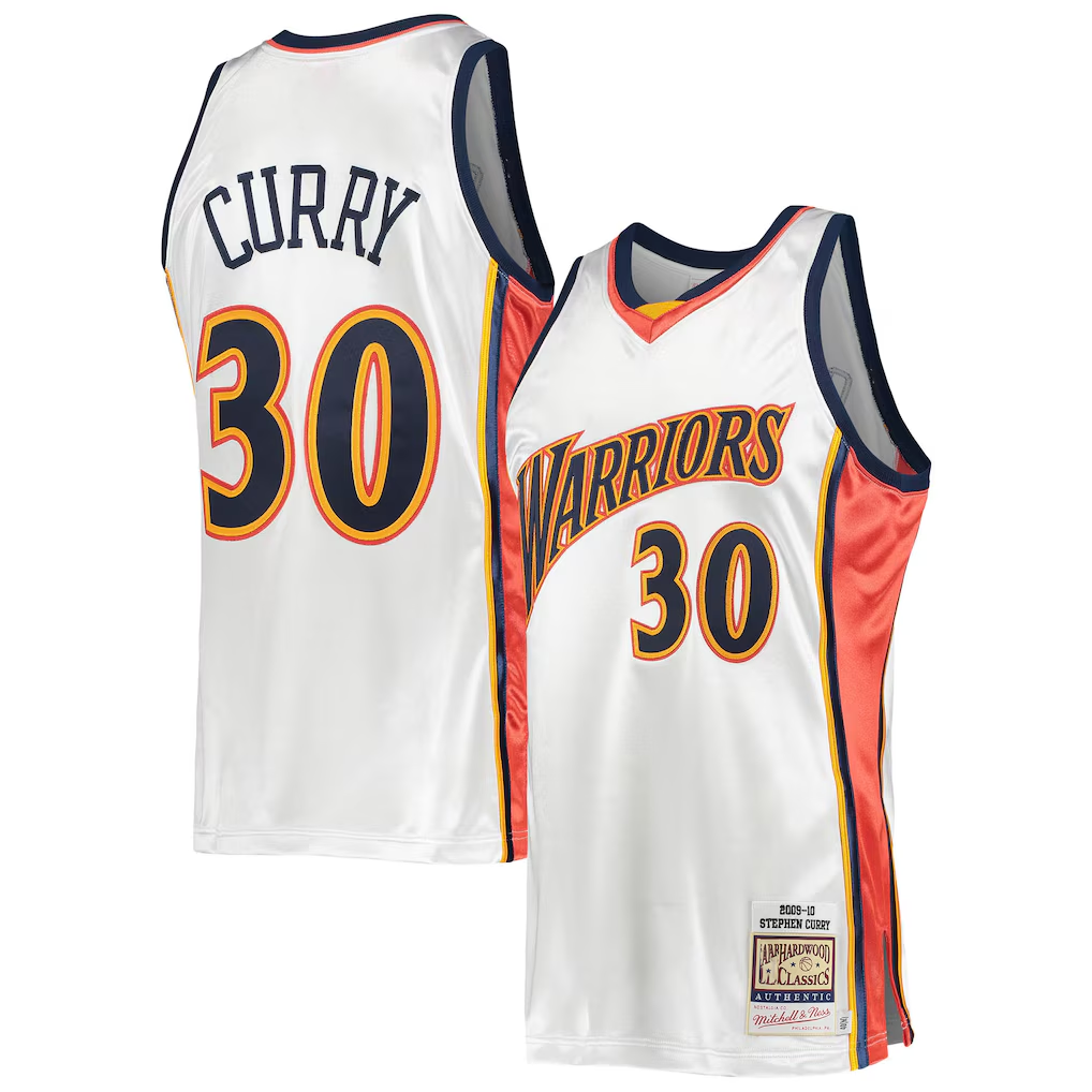 Kooe G.State Warriors #30 Stephen Curry Mitchell & Ness White 200910 Hardwood Classics Authentic Jerseys