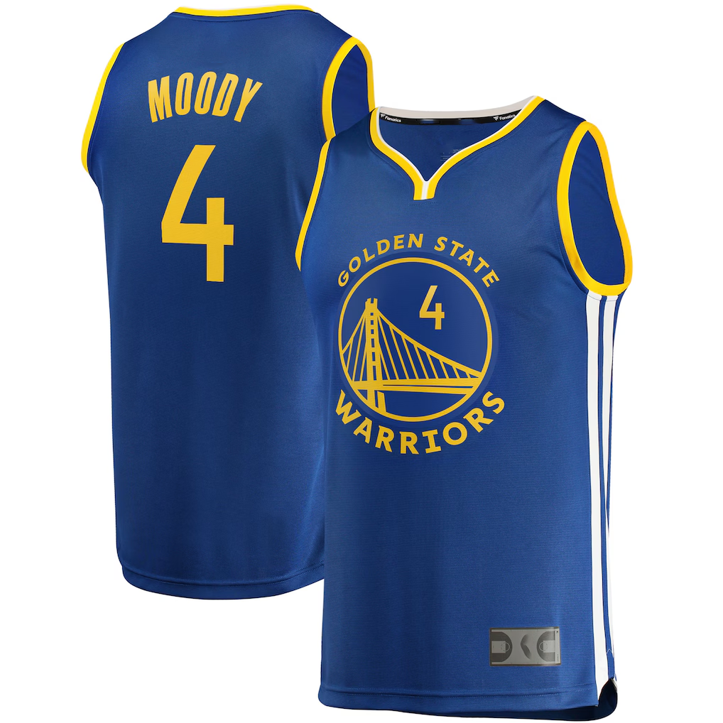 Kooe G.State Warriors #4 Moses Moody Royal Fast Break Replica Jerseys - Icon Edition