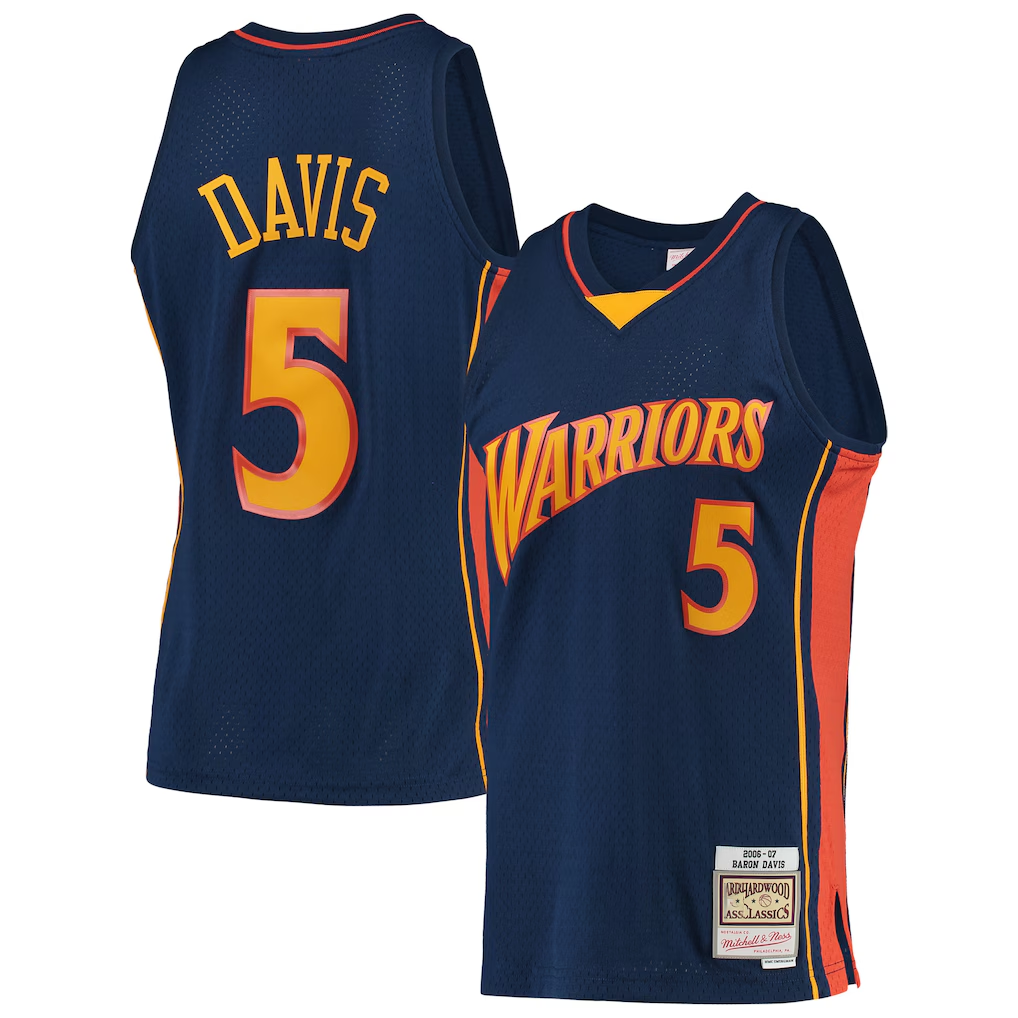 Kooe G.State Warriors #5 Baron Davis Mitchell & Ness Navy 200607 Hardwood Classics Swingman Jerseys