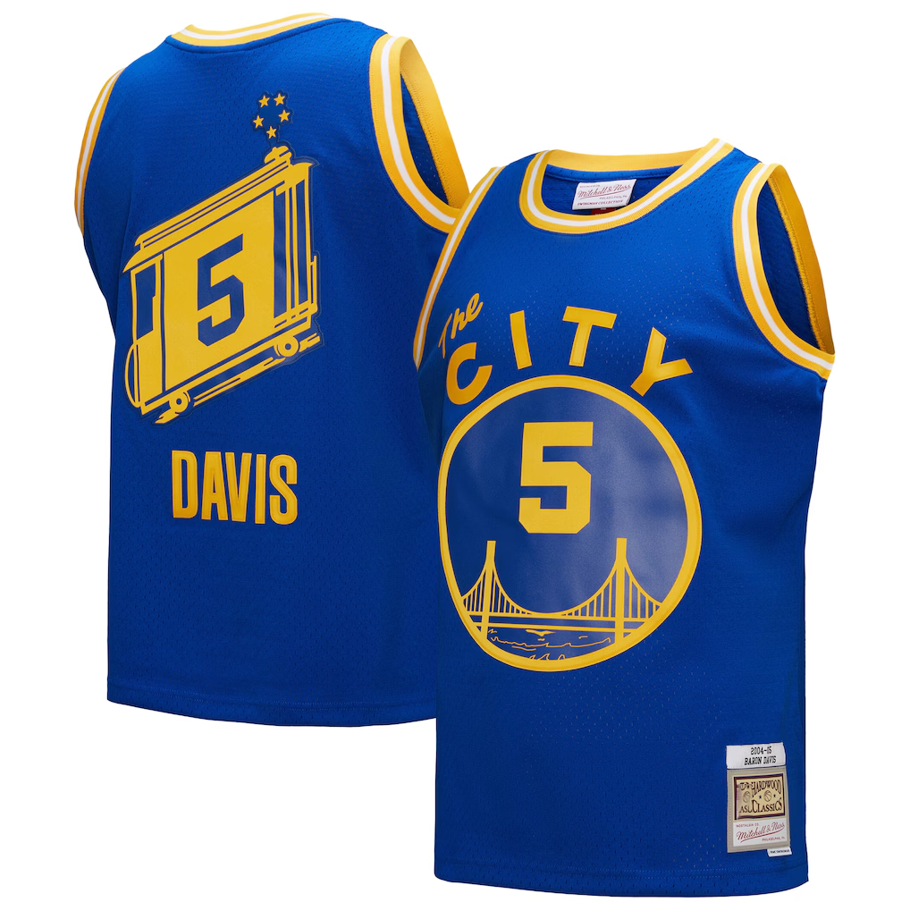 Kooe G.State Warriors #5 Baron Davis Mitchell & Ness Royal Hardwood Classics 200405 Swingman Jerseys