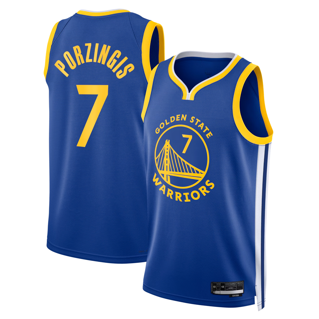 Kooe G.State Warriors #7 Kristaps Porzi??is Royal Swingman Jerseys - Icon Edition