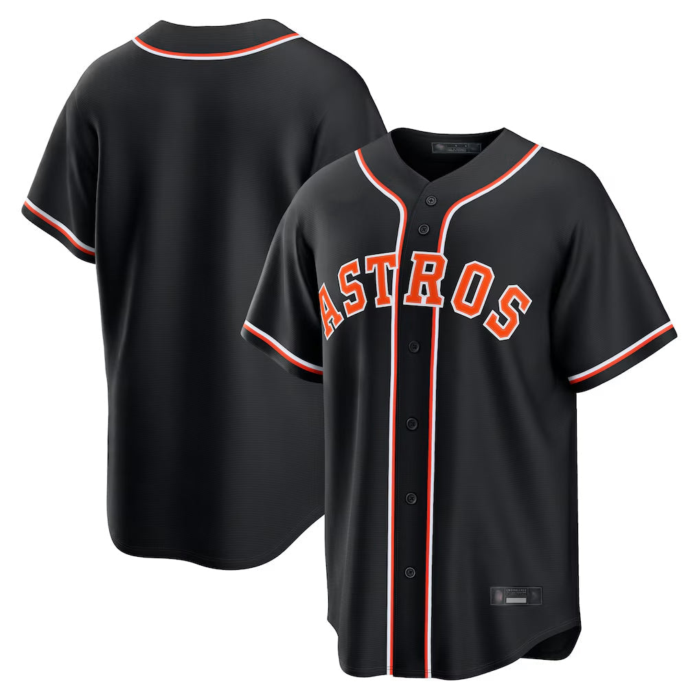 Kooe H.Astros Black Fashion Out Home Game Blank Player Stitched Jerseys