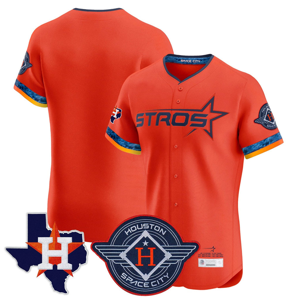 Kooe H.Astros Orange City Connect Texas Patch Vapor Premier Blank Player Limited Elite Home Stitched Jerseys