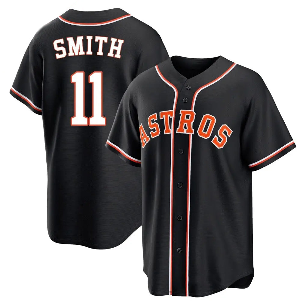 Kooe H.Astros #11 Cam Smith Player Black Fashion Out Home Game Stitched Jerseys