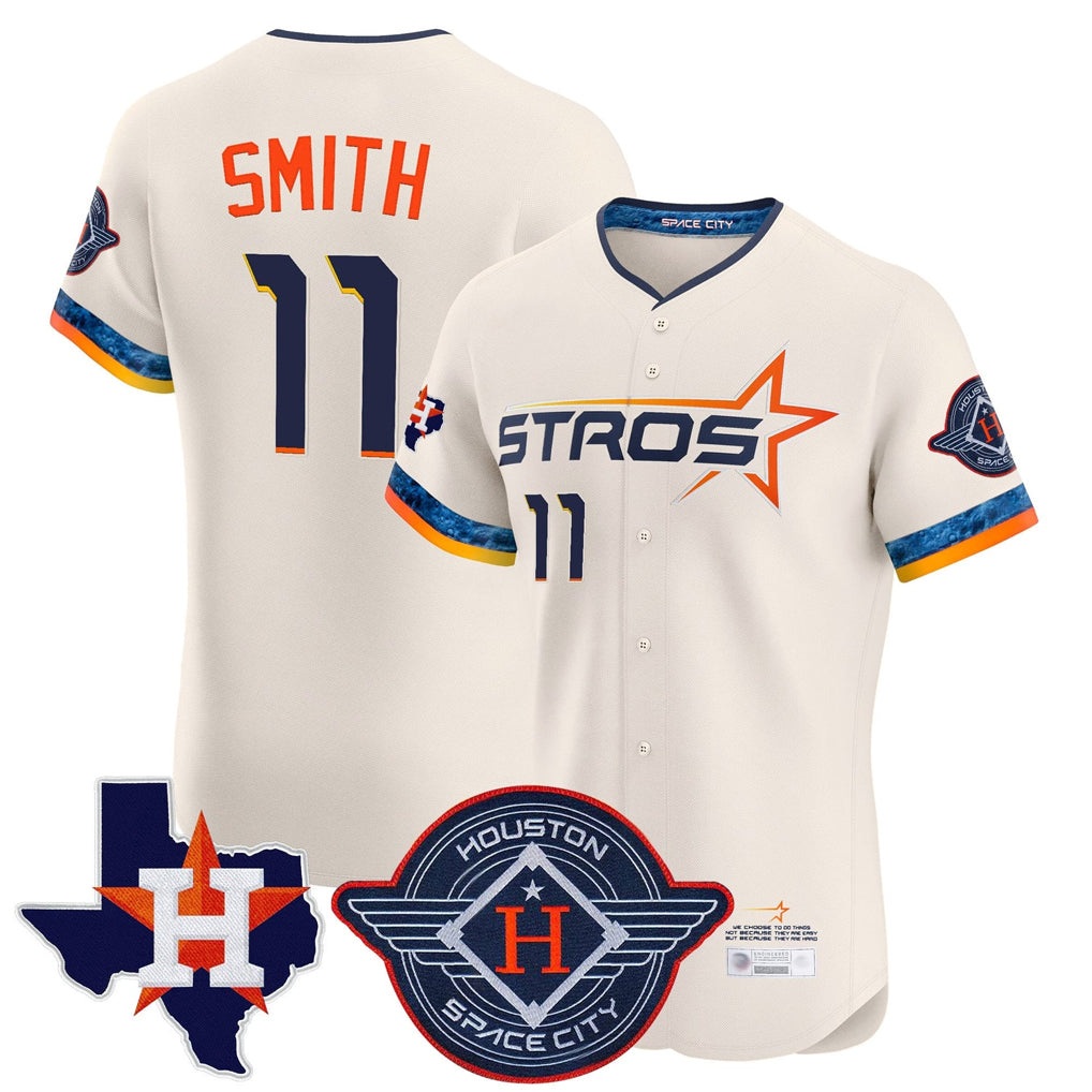 Kooe H.Astros #11 Cam Smith Player Cream City Connect Texas Patch Vapor Premier Limited Elite Home Stitched Jerseys