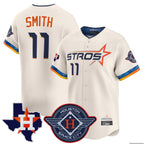 Kooe H.Astros #11 Cam Smith Player Cream City Connect Texas Patch Vapor Premier Limited Home Stitched Jerseys