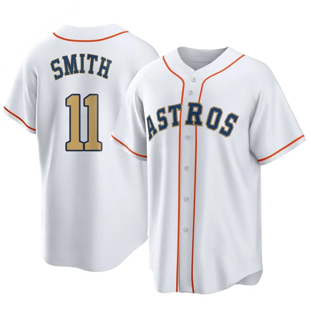 Kooe H.Astros #11 Cam Smith Player Gold Collection Game Home Stitched Jerseys