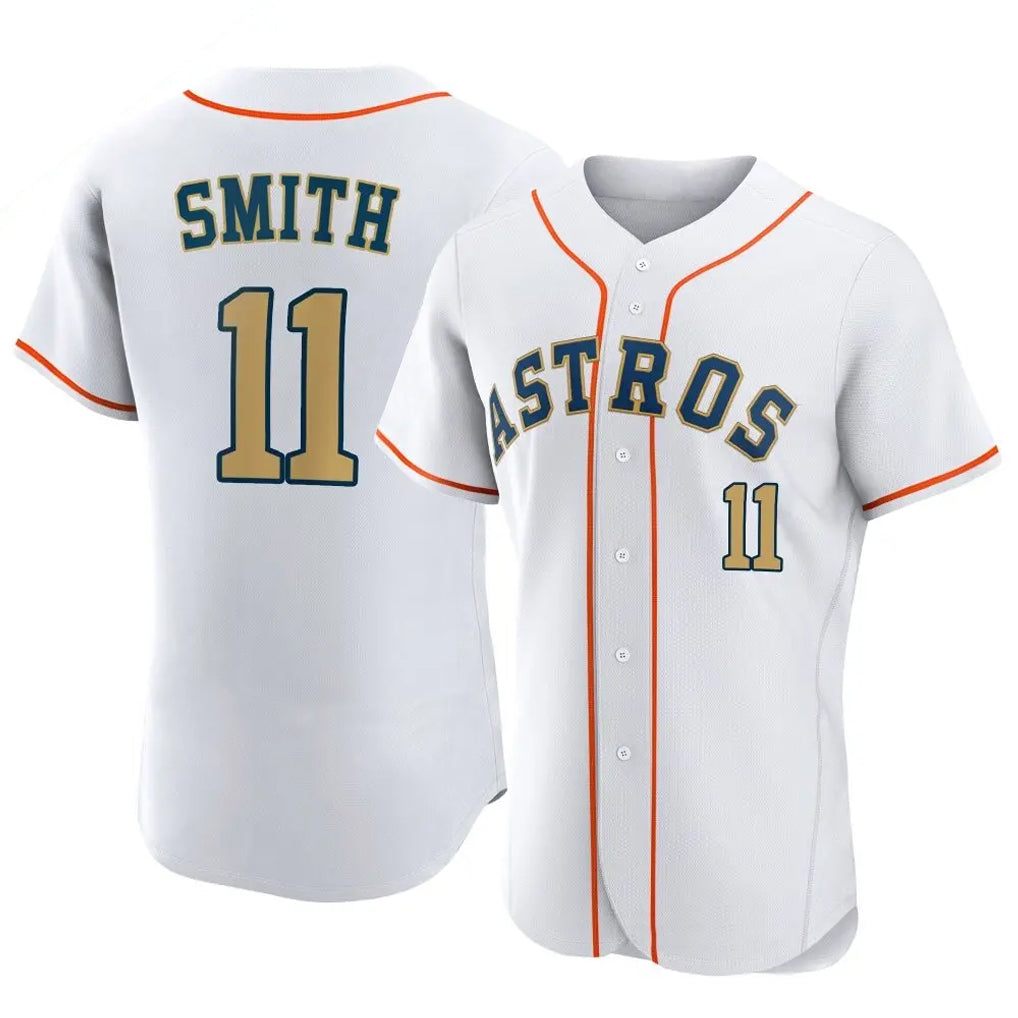 Kooe H.Astros #11 Cam Smith Player Gold Collection Limited Elite Home Stitched Jerseys