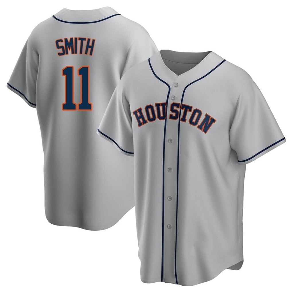 Kooe H.Astros #11 Cam Smith Player Gray Home Game Stitched Jerseys