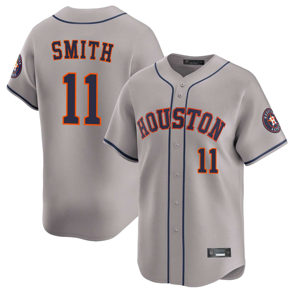Kooe H.Astros #11 Cam Smith Player Gray Home Limited Stitched Jerseys