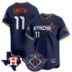 Kooe H.Astros #11 Cam Smith Player Navy City Connect Texas Patch Vapor Premier Limited Home Stitched Jerseys