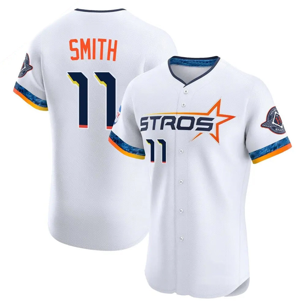 Kooe H.Astros #11 Cam Smith Player White City Connect Limited Elite Home Stitched Jerseys