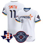 Kooe H.Astros #11 Cam Smith Player White City Connect Texas Patch Vapor Premier Limited Elite Home Stitched Jerseys