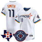 Kooe H.Astros #11 Cam Smith Player White City Connect Texas Patch Vapor Premier Limited Home Stitched Jerseys