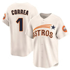 Kooe H.Astros #1 Carlos Correa Player Cream Throwback Cooperstown Collection Limited Stitched Jerseys