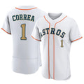 H.Astros #1 Carlos Correa Player Gold Collection Game Home Stitched Jerseys