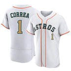 Kooe H.Astros #1 Carlos Correa Player Gold Collection Game Home Stitched Jerseys