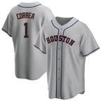Kooe H.Astros #1 Carlos Correa Player Gray Home Game Stitched Jerseys