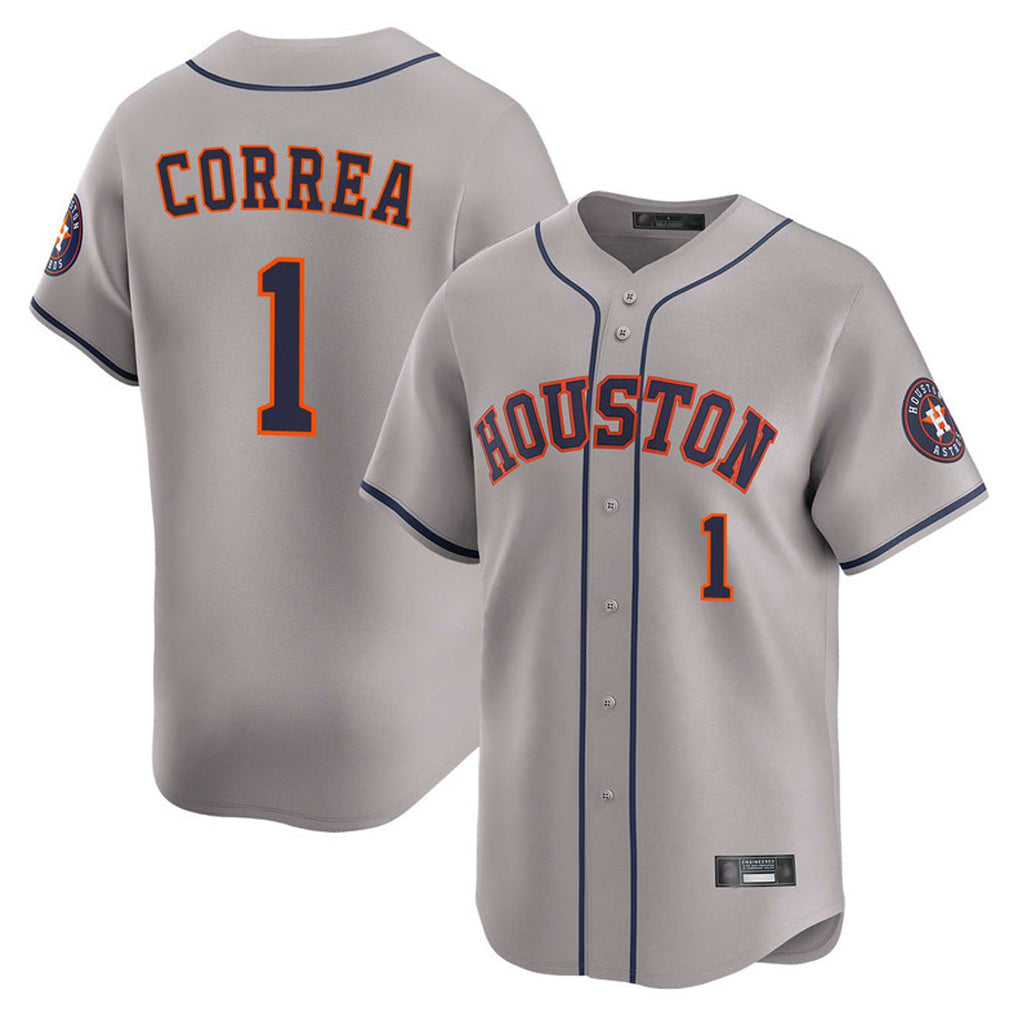 Kooe H.Astros #1 Carlos Correa Player Gray Home Limited Stitched Jerseys