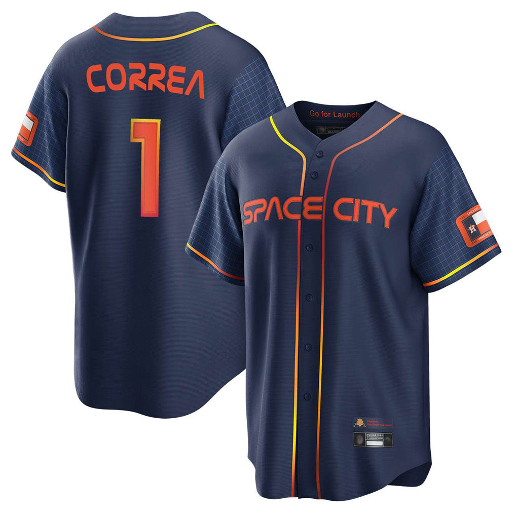 Kooe H.Astros #1 Carlos Correa Player Navy City Connect Home Game Stitched Jerseys